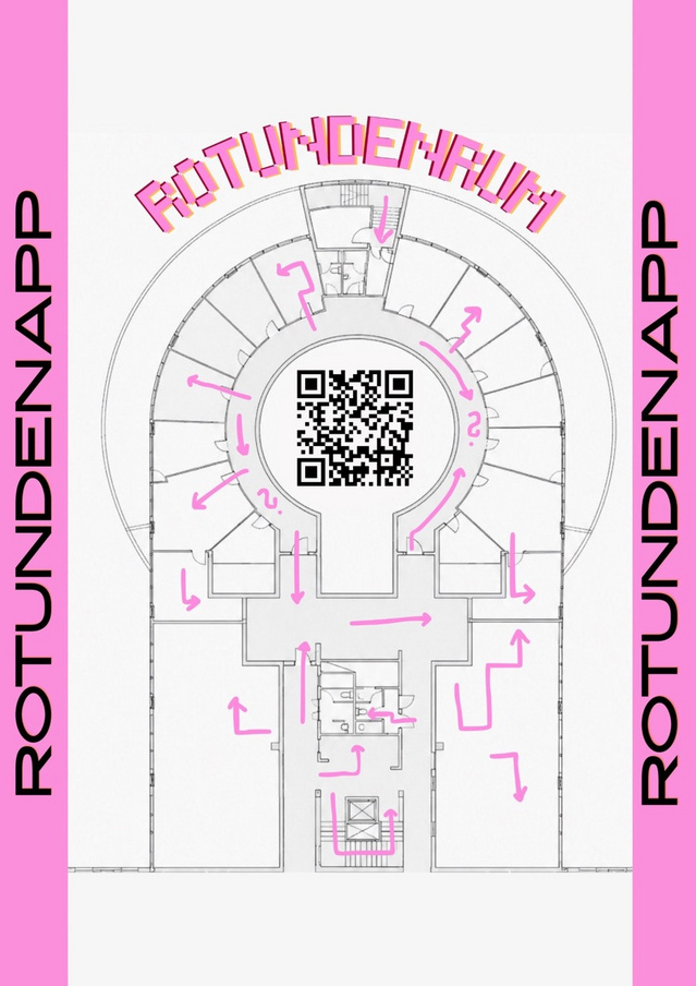 Poster zur Bewerbung der App mit QR-Code